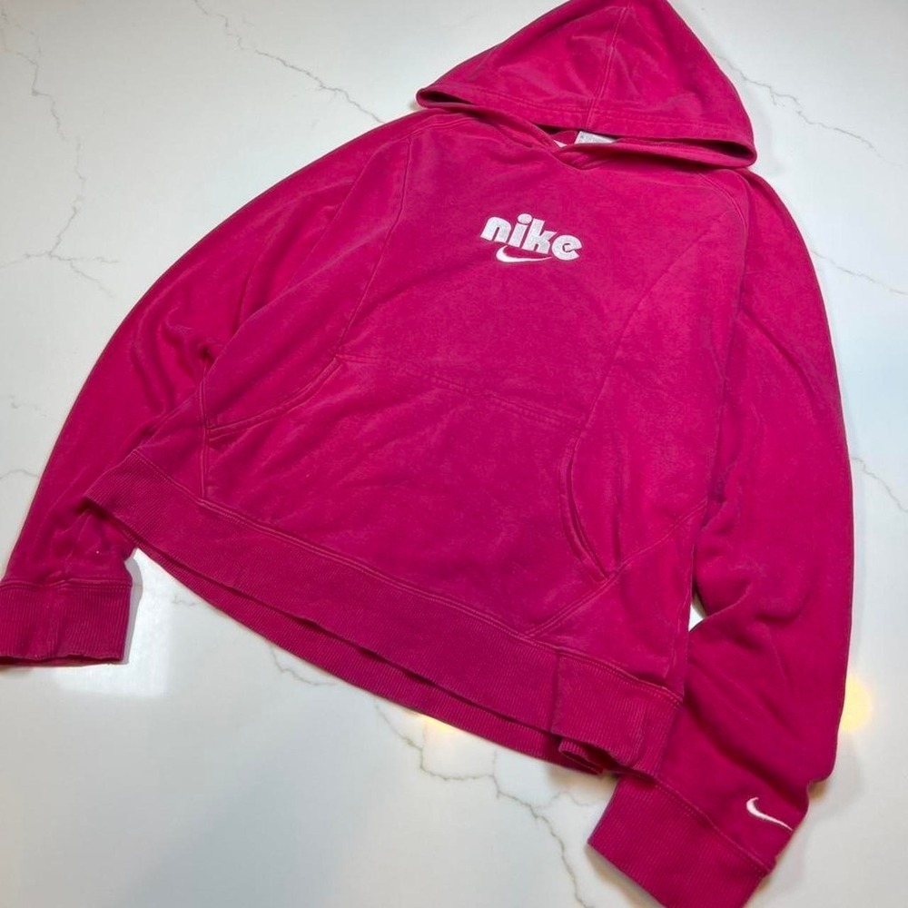 Nike Hoodie Womens Pink Pullover Logo Sweatshirt Large